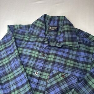 Vermont Flannel Co Mens Medium Blackwatch Tartan Plaid‎ Flannel Shirt Blue Green